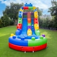 thumbnail image 3 of Herokiddo Block Party 16’ Tall Inflatable Water Slide with attached Pool, 3 of 9