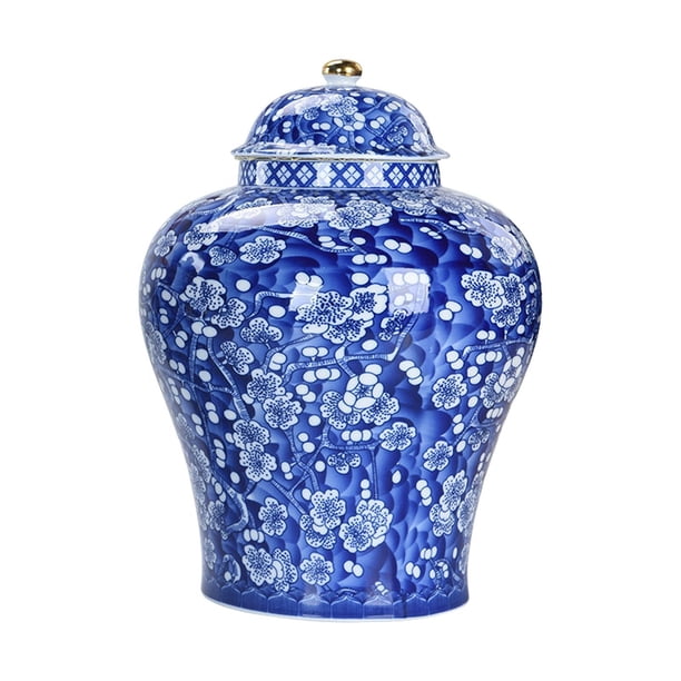 Moyic Chinese Style Plum Ceramic Bud Vase Jar with Ginger Decor Lid Glazed Asian Type2 NO2
