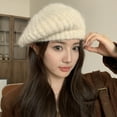 thumbnail image 2 of SikaFu Autumn And Winter New Versatile Horse -Haired Hat Wool Knitted Hats, Rabbit Plush Beret Painters, 2 of 8