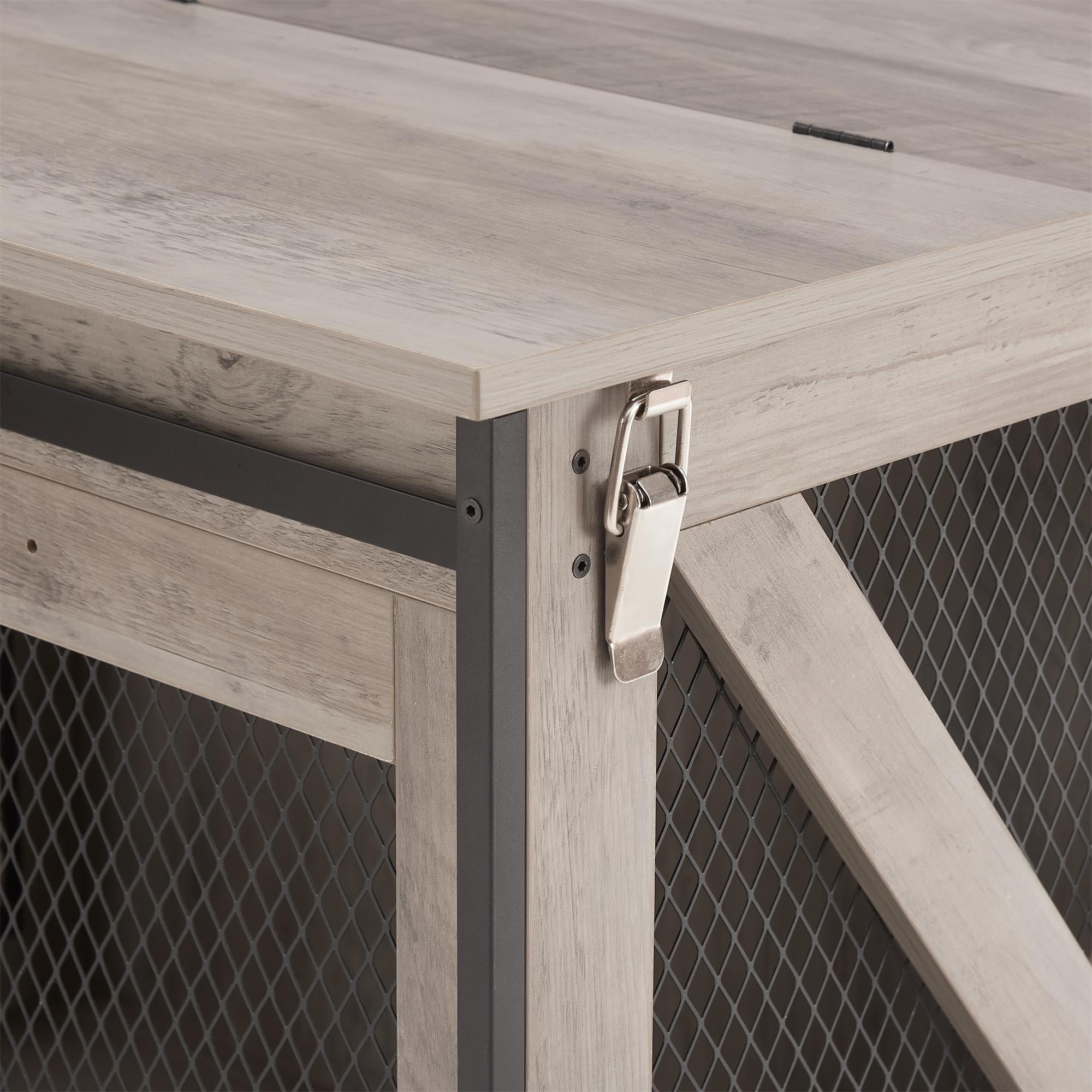 Pefilos 37" Wood Dog Crate Furniture, Heavy Dog Kennel Pet House with Sliding Barn Door, Indoor Dog Cage for Large Dogs, Gray Pefilos 37" Wood Dog Crate Furniture, Heavy Dog Kennel Pet House with Sliding Barn Door, Indoor Dog Cage for Large Dogs, Gray