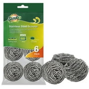 Scrubit Stainless Steel Scourers Steel Wool Scrubber Pad, 6 Pack