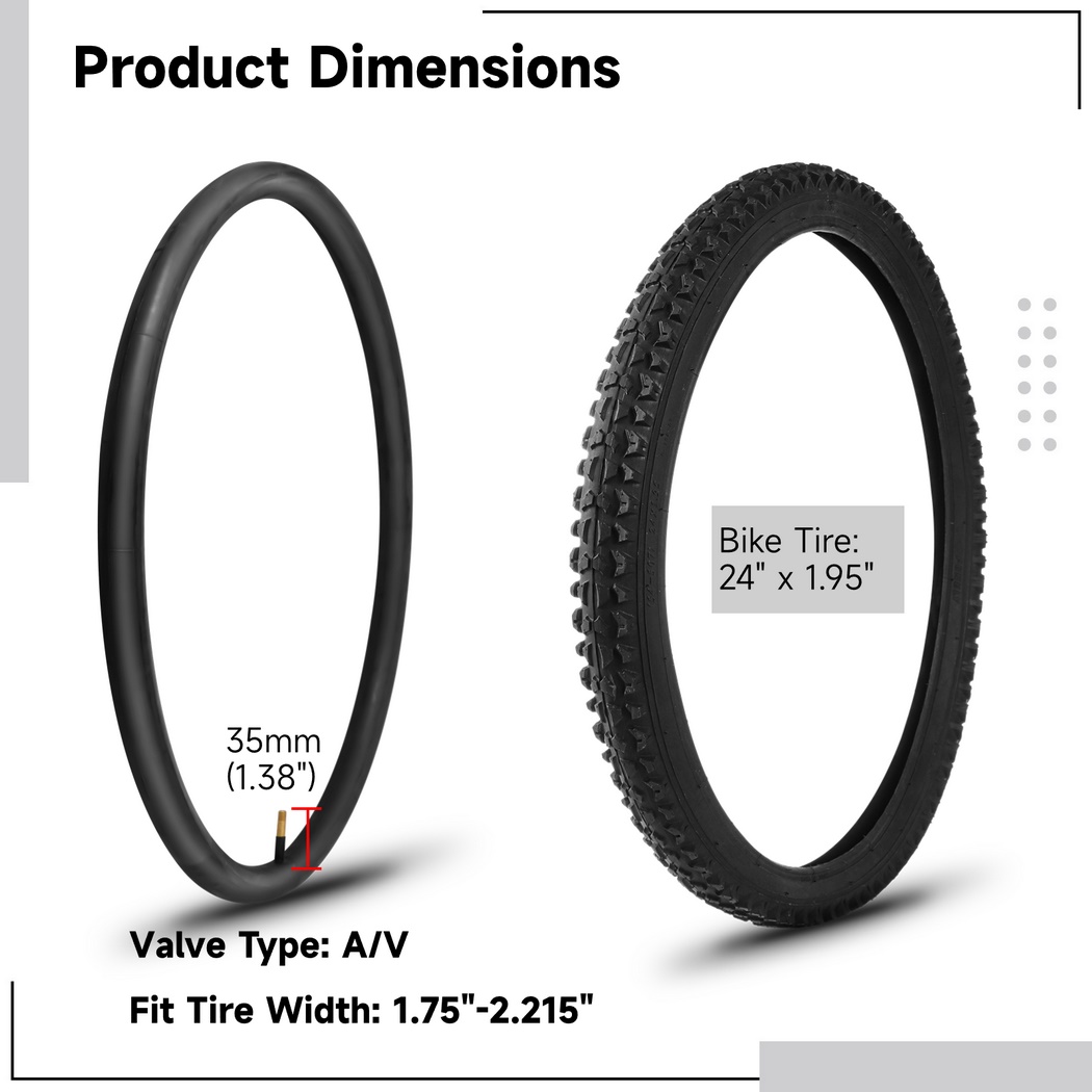 2 Pack 24" x 1.95" Mountain Bike Tire Replacement Set,Bike Tires with Repair Kit, Folding Portable MTB Tires, Replaceable Bike Tires with Inner Tubes and Levers, Rubber Tires for Hard Roads