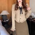 thumbnail image 3 of Suéter con nudo de lazo para mujer, cárdigan de punto con fragancia pequeña, Top corto irregular ajustado, moda de primavera y otoño 2024, 3 of 5