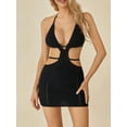 thumbnail image 6 of Womenacute;s Halter Bodycon Mini Dress, Sleeveless Tie Backless Hollow Out Knit Beach Dress, 6 of 10