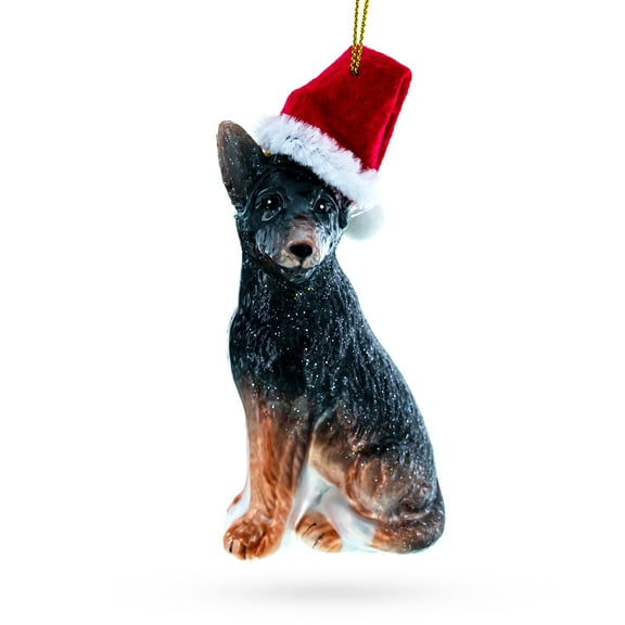 German Shepherd Puppy Glass Christmas Ornament