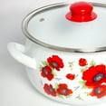 thumbnail image 3 of Enameled Aluminum Soup Pot Poppies Belly Deep Casserole Cooking Pot with Glass Lid Enameled Camping Cookware Camping Stockpot for Cooking (2.95-qt. (2.8 L)), 3 of 6