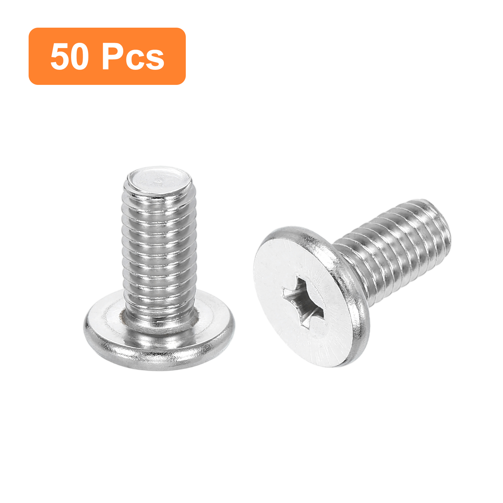 M8-1.25 x 16mm 50Pack Metal Flat Round Head Screws Phillips Drive Machine Bolt