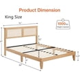 thumbnail image 4 of Ourlova King Size Bohemian Platform Bed Frame with Rattan Storage Headboard Adjustable LED Lights Solid Wood Support No Box Spring Needed Noise Free, 4 of 8