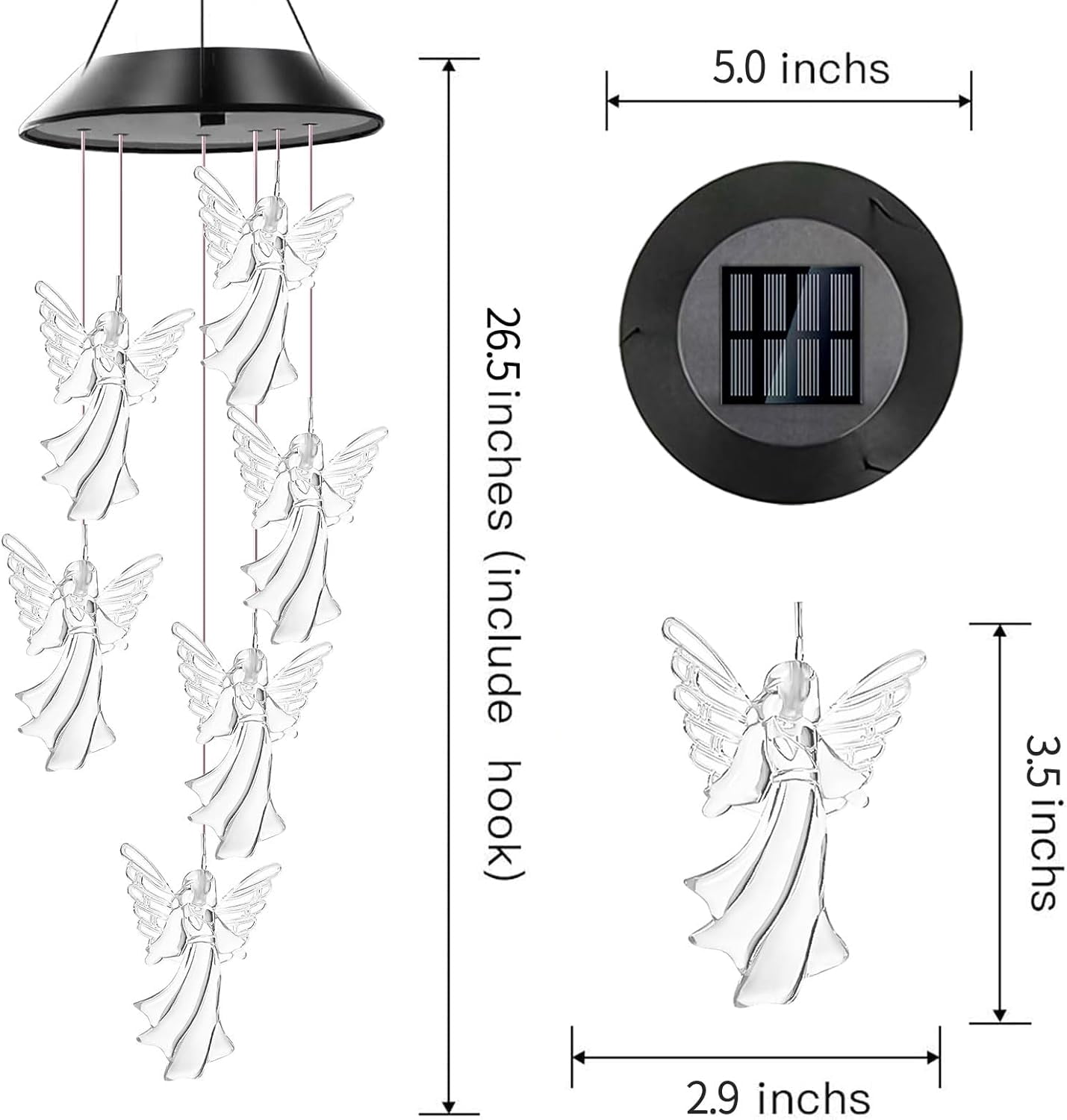 Hummingbird Solar Wind Chimes, Hummingbird Wind Chimes for Outside,Best Gifts for Mom Grandma Women Wife Aunt Sister, Unique Mobile Wind Chime, Garden Yard Decor Red