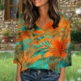 thumbnail image 1 of Xuyuer 3/4 Length Sleeve Womens Tops V Neck T Shirts Dressy Casual Pleated Spring Summer Fashion Loose 2026 Work Blouses, 1 of 5