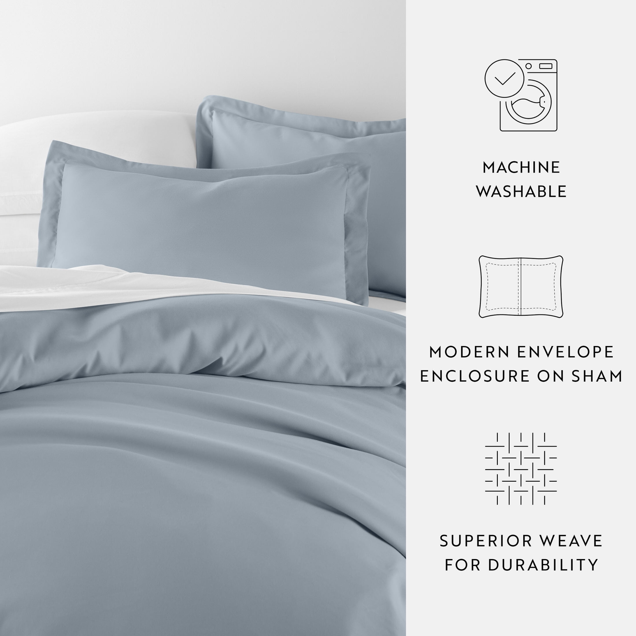Noble Linens 3-Piece Light Blue Duvet Cover Set, Full/Queen