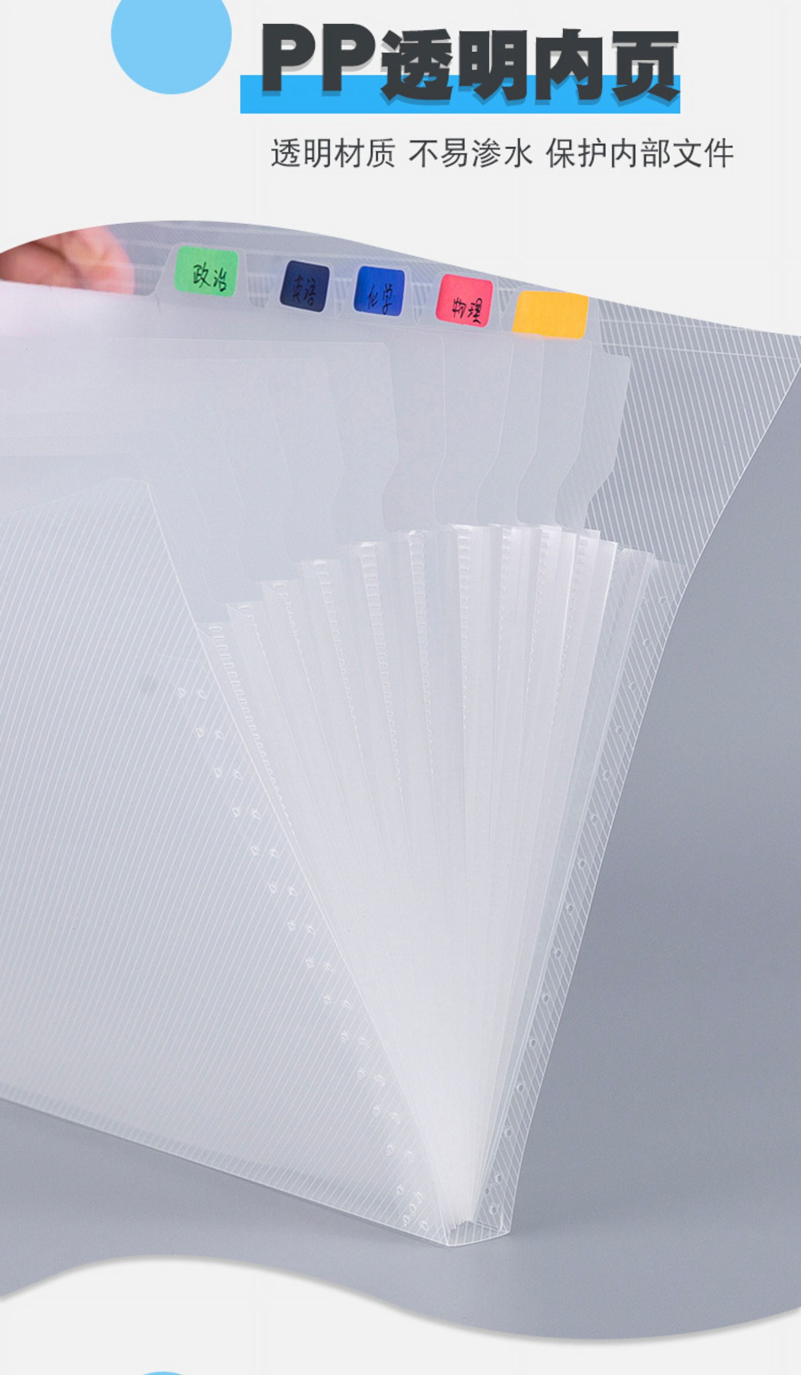 Namzi 5 Pack 12 Pockets Clear Document Folders Plastic Envelopes Poly Envelopes File Envelopes with Label Pocket and Snap Button for Home Work Office Organization, Letter Size/A4 Size, White