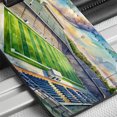 thumbnail image 6 of Football Game Field As Seen From Stadium Stands Watercolor Faux Leather Travel Luggage Tag, 6 of 7