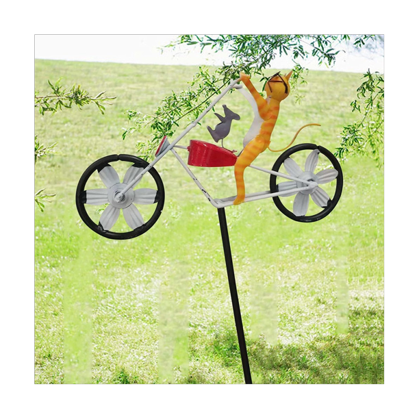 Moulin à Vent Vélo Vintage Avec Grenouille - Décoration Jardin Métal, Alliage Fer - Tourne Au Vent