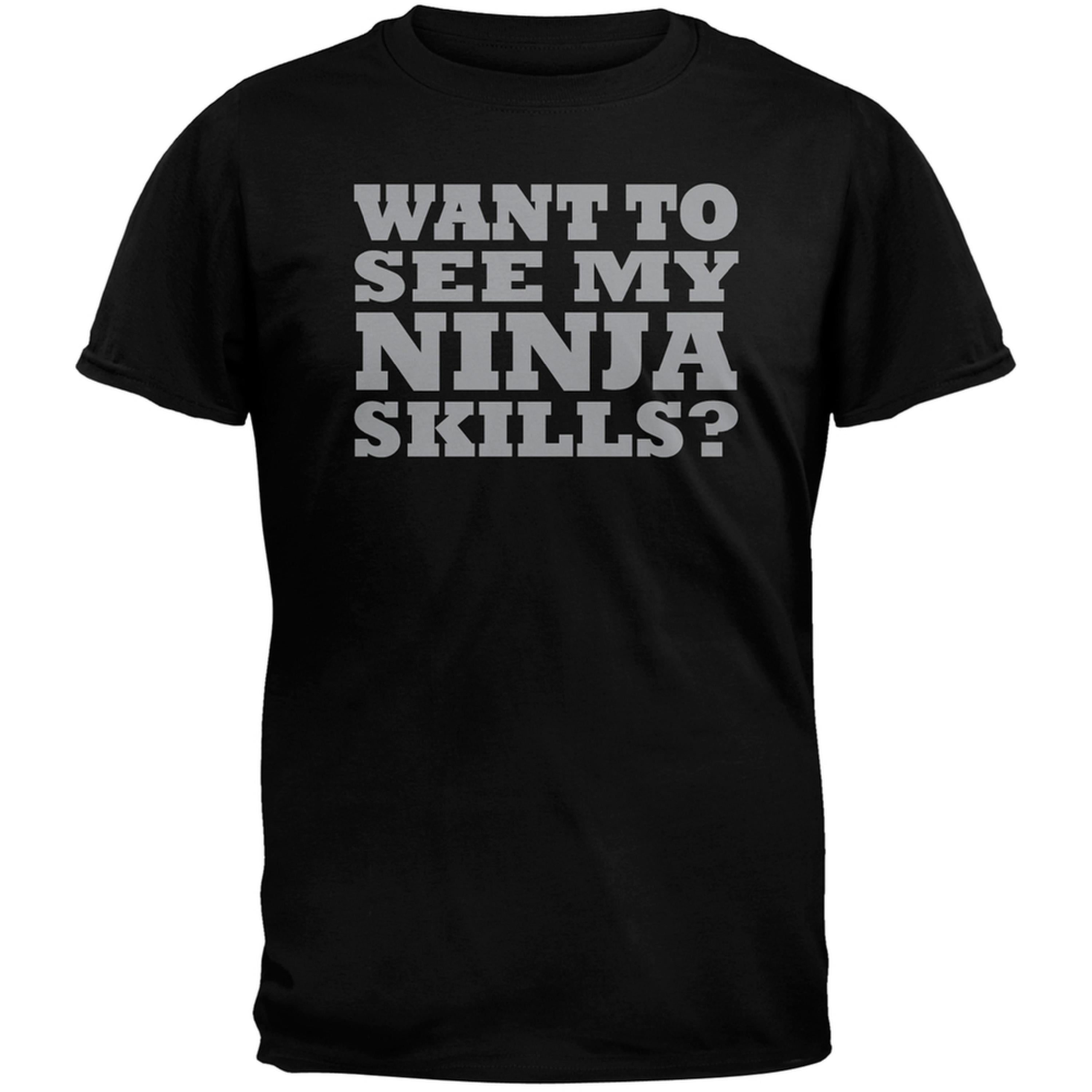 Want To See My Ninja Skills Adult Mens Black Flip Up T-Shirt Top 