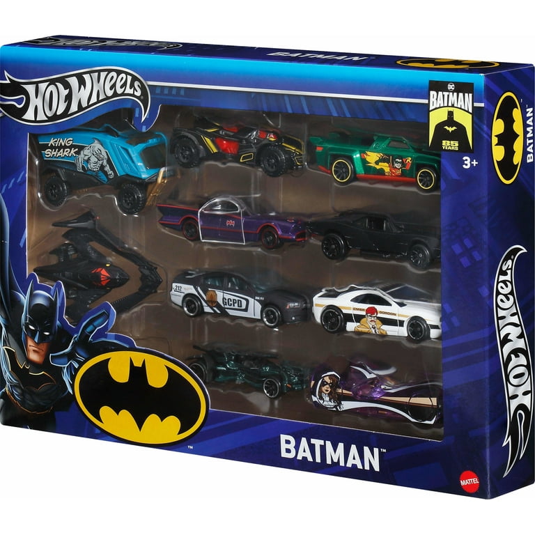 Hot Wheels 1:64 Scale Batman-Themed Toy Vehicles, Set of 10