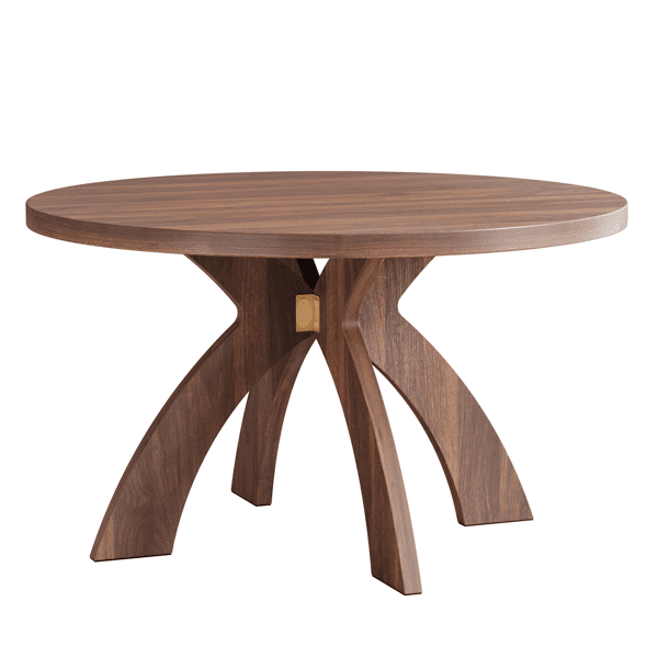 Round Coffee Table, 31.5 Inch Walnut Finish MDF Coffee Table with Curved Cross Legs, Modern Minimalist Circular Center Table for Living Room, 31.5" Lx31.5" Wx18" H