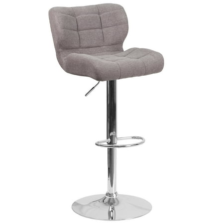 Recycled Plastic Bar Stools Flash Furniture Contemporary Tufted Vinyl Adjustable Height Barstool with Chrome Base, Multiple Colors ()