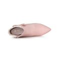 thumbnail image 4 of BLISSFUL STEP Women's Pointed Toe Plaid Block Heels Ankle Boots Pink 9, 4 of 7