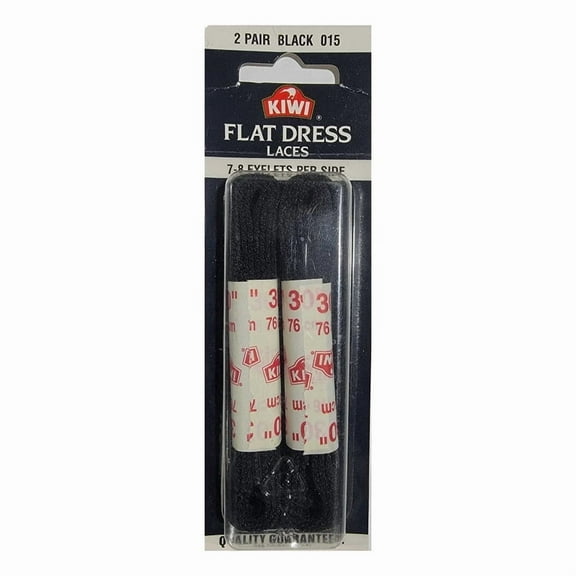 Kiwi Dress Flat Black Shoelaces, 30 Inches - 2 Pairs