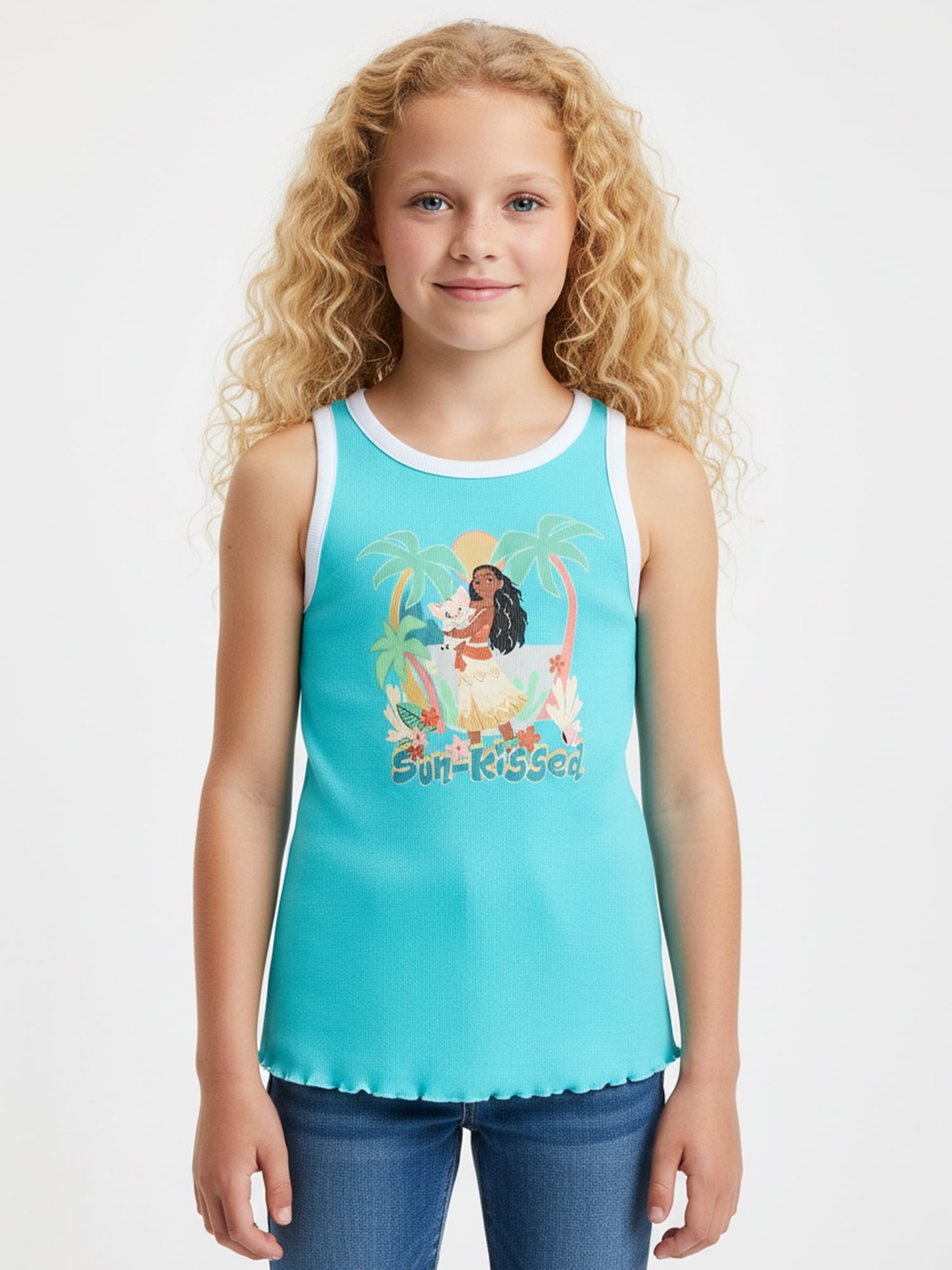 Moana, Girls' Ringer Graphic Tank Top, Sunkissed, Sizes 4-16