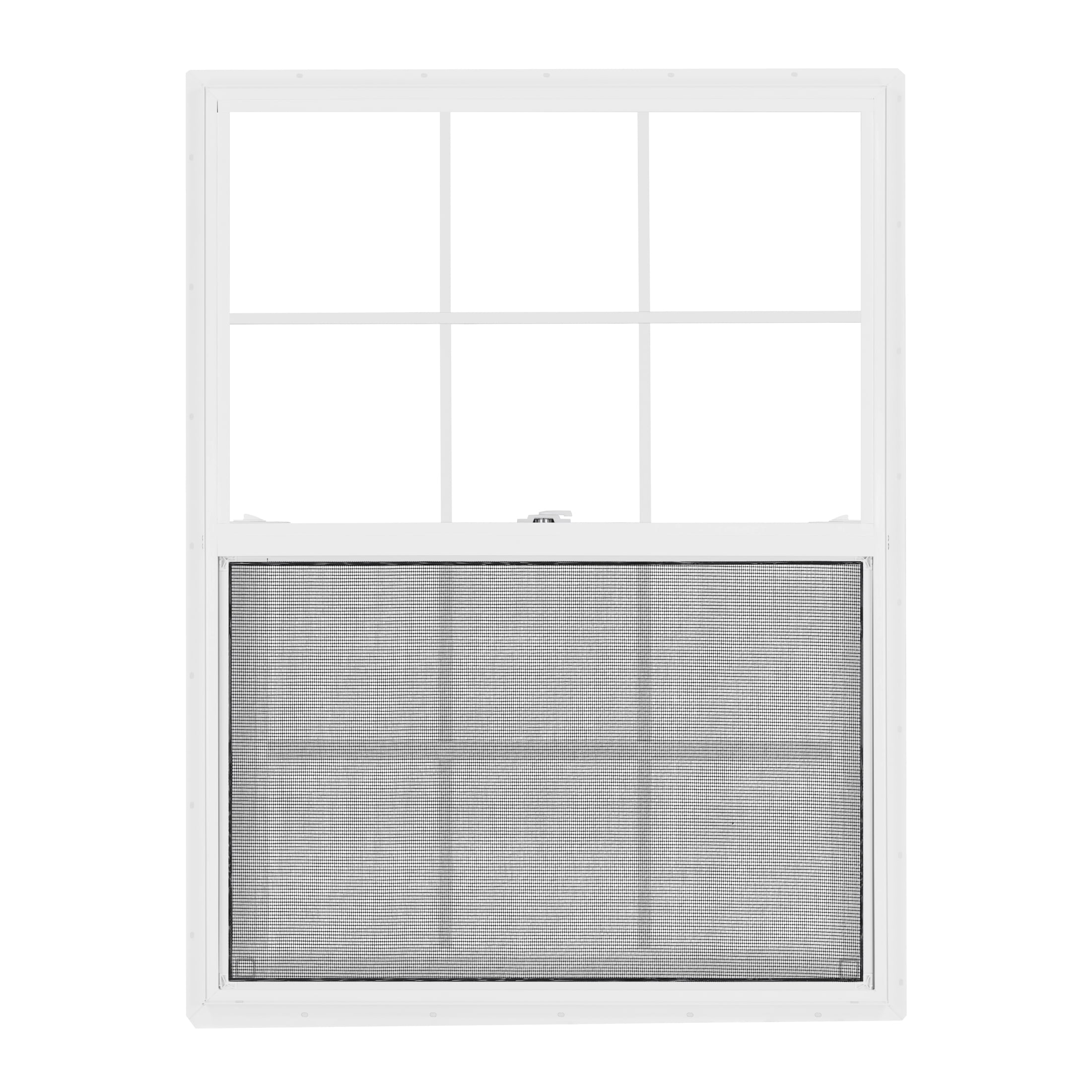 36 in. x 48 in. White Vinyl Double-Pane Insulated Single Hung Window with Grids