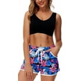 thumbnail image 3 of Women Summer Board Shorts Hawaiian Tropical Print Beach Swim Shorts with Pockets, 3 of 10