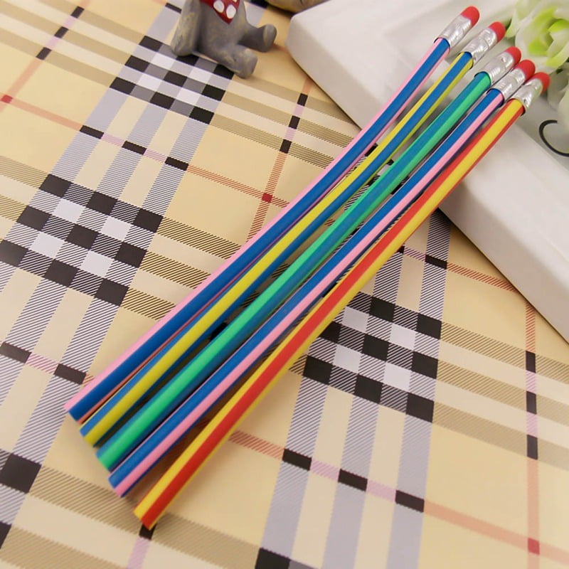 5pcs Stationery Flexible Bendy Pencil School Supplies Writing Tool With Eraser 