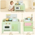 thumbnail image 3 of Qaba Kids Kitchen Playset, Play Kitchen with 15 Accessories, Green, 3 of 10