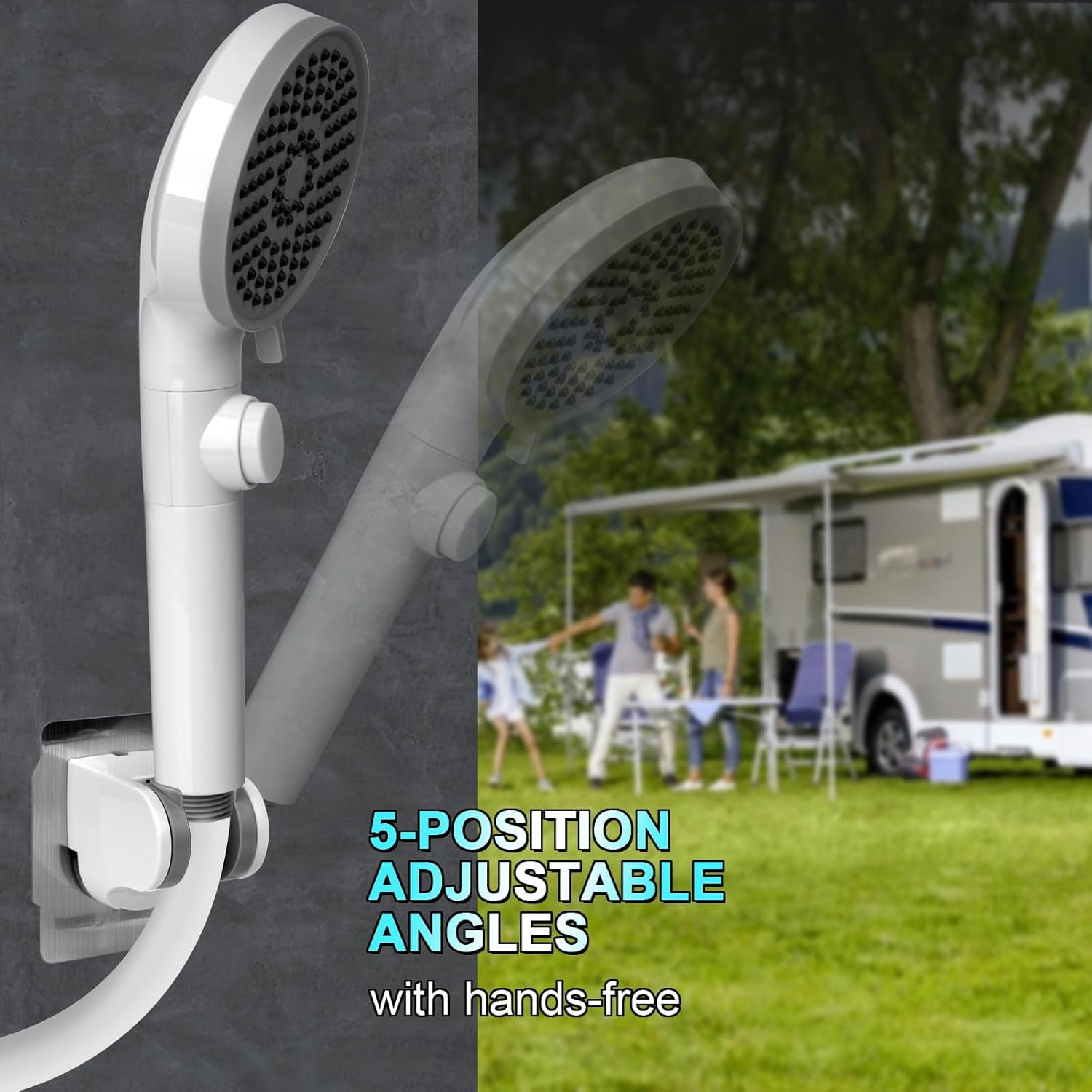 SONGAUN RV Shower Head with Hose, High Pressure 5 Mode Shower head Replacement, Shower Head for RV/Campers, Travel Trailer, Motorhome for Water Saving