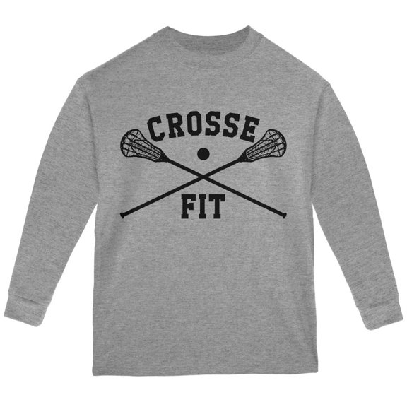 Lacrosse Crosse Fit Youth Long Sleeve T Shirt Sport Grey YXL