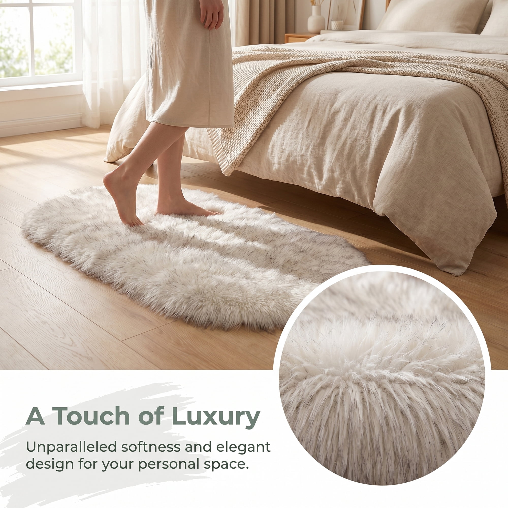 Unique Bargains Shaggy Area Rug Ultra Fluffy Non-Slip Fuzzy Carpet 32" x 20" White Black