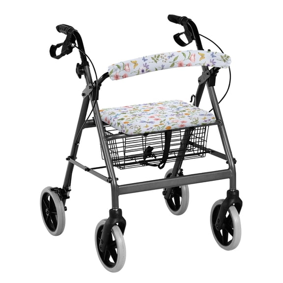 HELLHERO Dragonfly Floral Rollator Seat Cover Non-Slip Fit Rollator Seat Back Cover for Seniors Adult Quick Installation Stretchable Material for Easy Installation