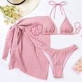 thumbnail image 4 of Womens 3 Piece Bikini Swimsuit Set Bathing Suits for Women with Tie Up Skirt Cover Up High Waisted Swimwear Beach Vacation Outfit Summer Pool Party, 4 of 5