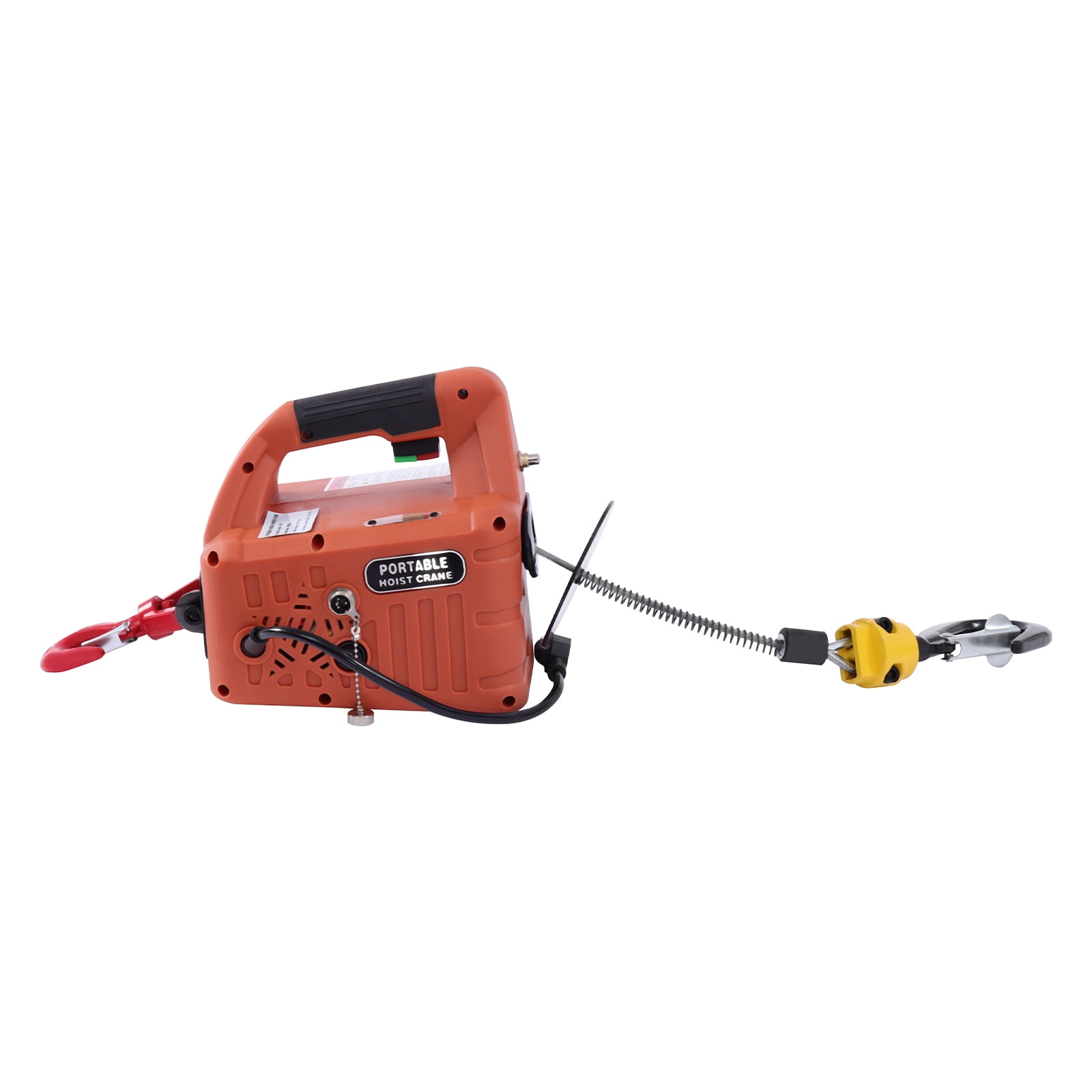 3-in-1 38.7ft Portable Electric Winches Orange Pure Copper Motor Hoist Winch Crane Lift for Gardens Forests Factories