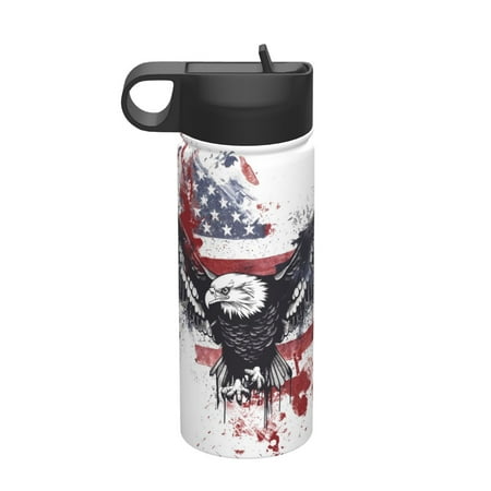 

Daiia American Flag Eagle Art Printed 18oz Sports Insulated Kettle With Straw Water Bottle For Running Hiking Cycling Climbing Mens Woman S Sports Water Bottle