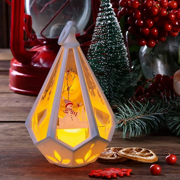 Zawou Luminous Portable Christmas Night Lantern, USB and Battery Operated Snow Globe Lantern with Santa Claus, Holiday Tabletop Decoration