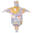 thumbnail image 2 of FORMRS Wearable Blanket Hoodie with Sleeves for Kids Cozy Flannel Sweatshirt, Purple Clouds, 2 of 7