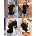 thumbnail image 3 of Ekouaer Women 3 Pack Shirts Maternity Clothes Side Ruched Pregnancy Blouse T Shirt Pregnant Tops Moms Shirt Black/Dirty Pink/White, 3 of 7