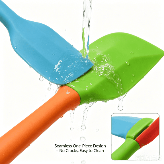 Silicone Spatulas, 11 Inch Heat Resistant Rubber Spatula, Seamless One Piece Design, Non-Stick Flexible Scraper for Baking and Mixing, 4 Piece Set