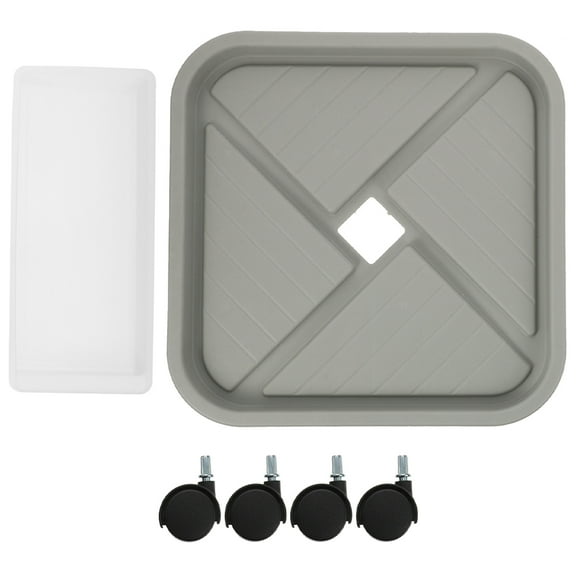 Worgeous 1Pack Plant Rollers with Wheels for Indoor Planting Grey Plastic Square