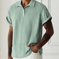 thumbnail image 4 of Timoontee Men's Short Sleeve Basic T Shirt Breathable Fabric Moisture Wicking Lapel Collar V Neck High Quality Quick Dry Green XL, 4 of 9