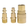 thumbnail image 5 of Masteelf 15 pcs Solid Brass Quick Coupler Set Air Hose Connector Fittings 1/4" NPT Plug Female Male Tools (Golden), 5 of 8