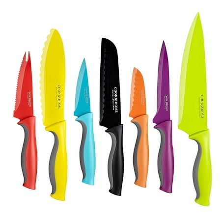 Cook N Home 14-Piece Coated Carbon Stainless Steel Knife Set with Sheaths,