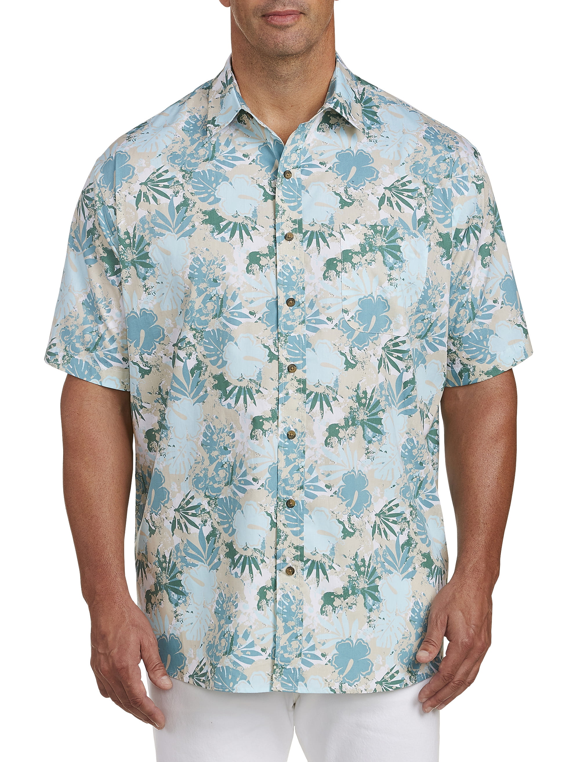 Harbor Bay - Men's Big & Tall Harbor Bay Floral Sport Shirt - Walmart ...