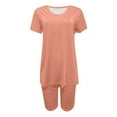thumbnail image 5 of LOVZFMLL Two Piece Sets for Women Oversized V Neck Basic T-Shirt and Biker Shorts Matching Short Sets Summer Casual Outfits Loungewear Orange B S, 5 of 6