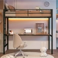 LIKIMIO Twin Size Loft Bed with Desk, Adult's Frame, Power Outlet and