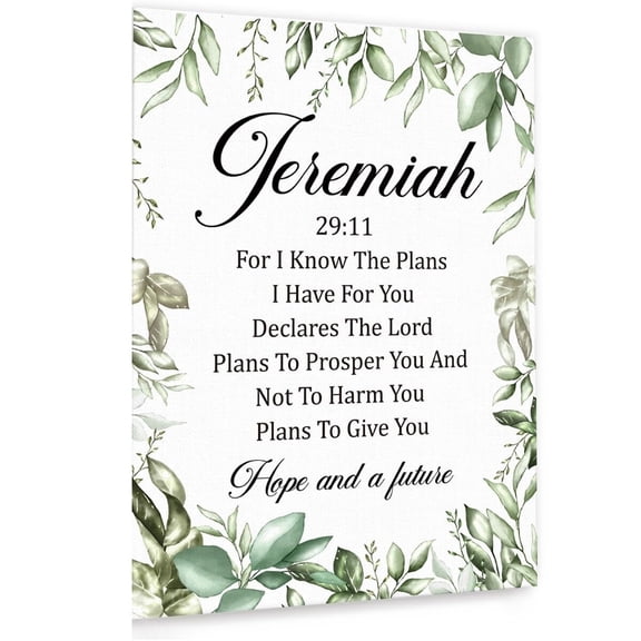 Jeremiah 29:11 Inspirational Bible Verse Canvas Wall Art,For I Know The Plans Motivational Scripture Print Painting Artwork for Christian Home Office Bible Verse Wall Decor