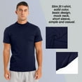 thumbnail image 5 of iEFiEL Mens Mock Neck Short Sleeve Shirt Casual Slim Fit T-Shirt Tops Navy_Blue XXL, 5 of 6