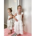 thumbnail image 4 of Vestido Arshiner para niñas con mangas onduladas para verano de 6 a 7 años, blanco, 4 of 7